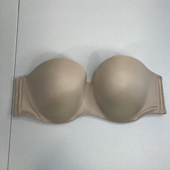 Victoria's Secret 36D Bra Lined Strapless Underwire Beige NO STRAPS Seamless - Picture 3 of 15